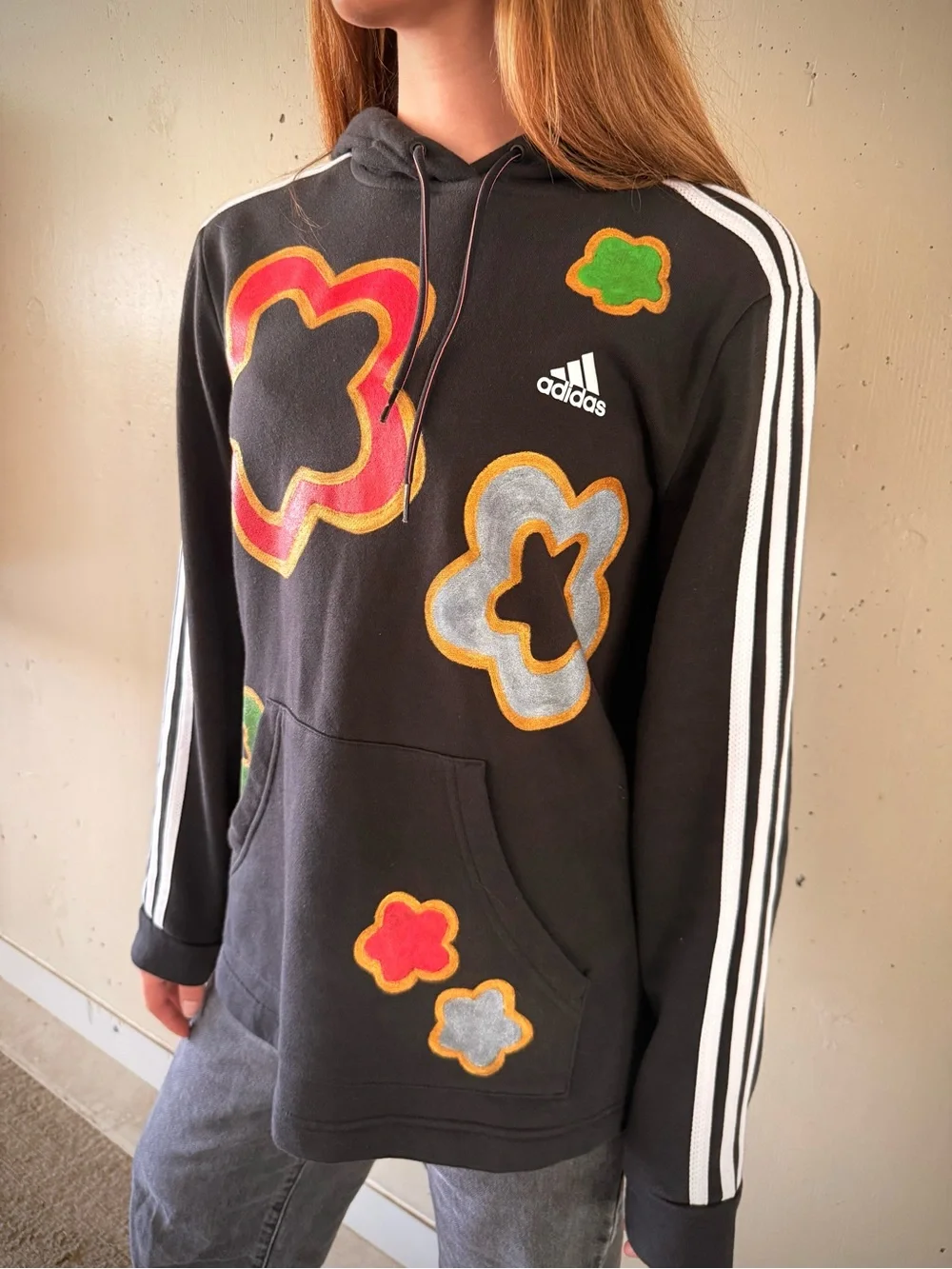 Adidas X Hello Love Black Metallic Flower Hoodie - Picture 3 of 5